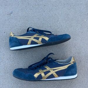 (SOLD) Onitsuka Tiger by Asics Blue and Gold Sneakers Retro Design